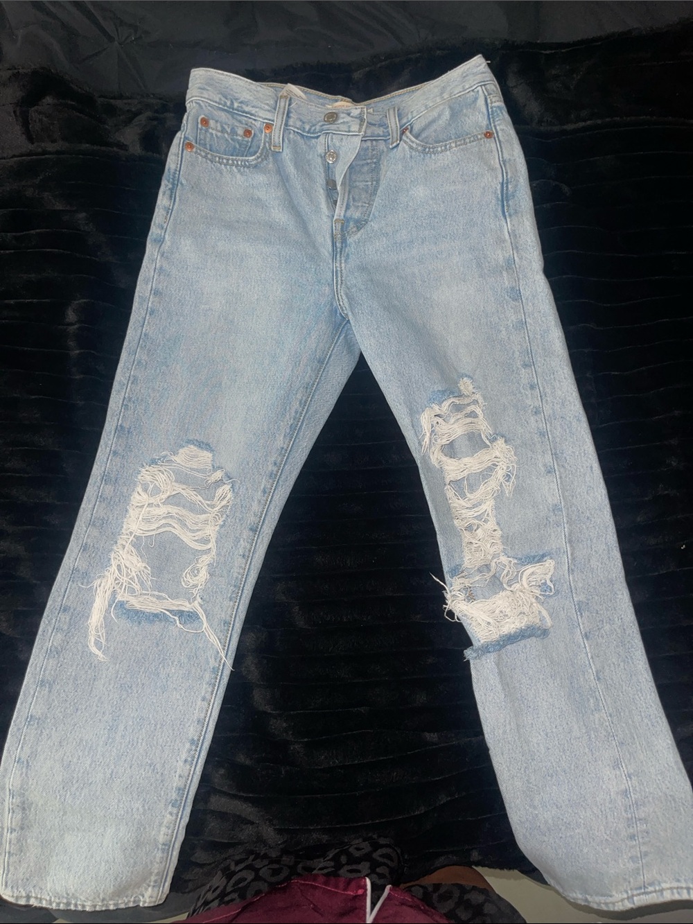 Levi's Light Wash Straight Leg Distressed Jeans